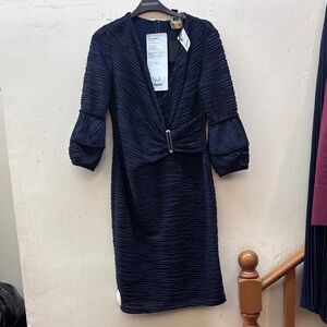 Joseph Ribkoff Navy Textured Long Sleeve Dress